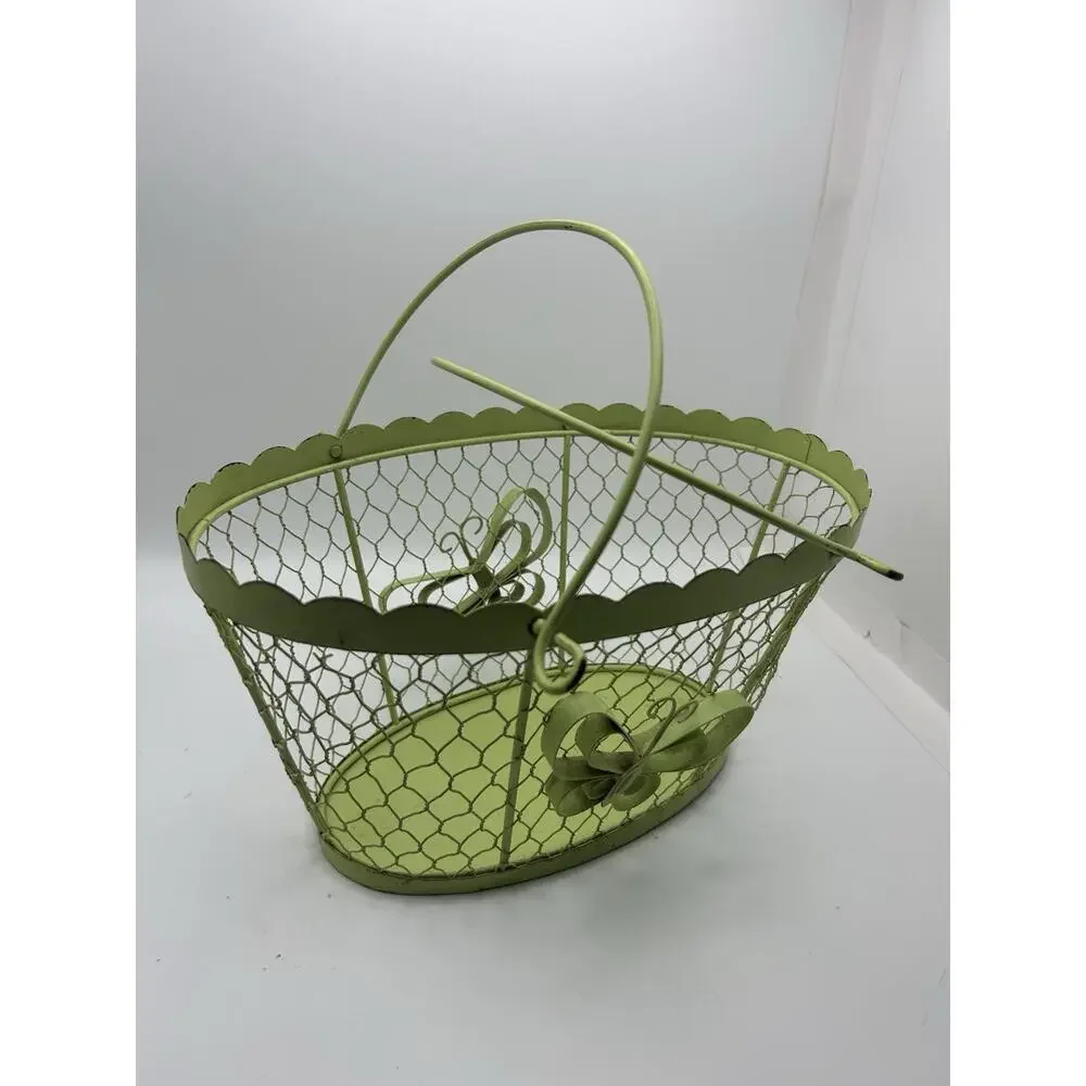 Green Metal Basket.vintage Style